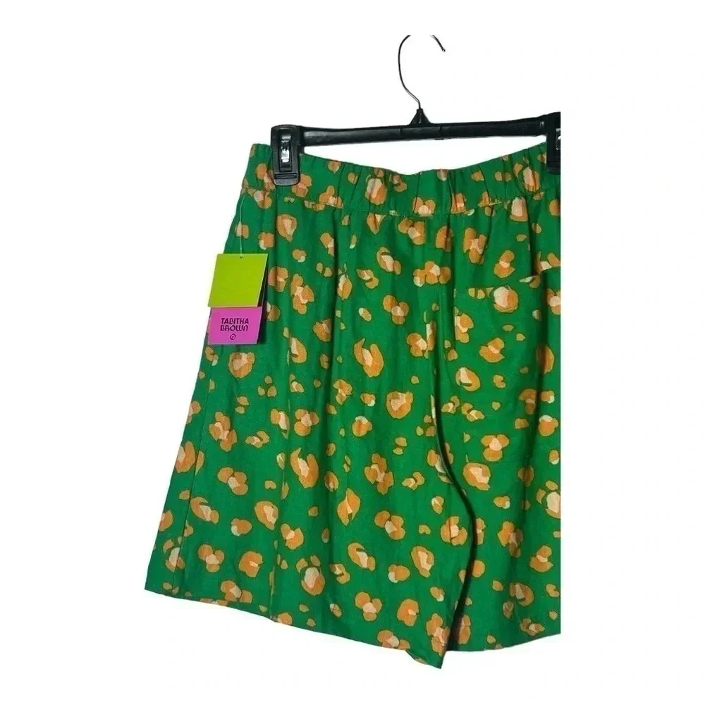 1847. TABITHA‎ BROWN X TARGET LEOPARD PRINT SHORTS LIME GREEN/ORANGE IN COLOR SM
